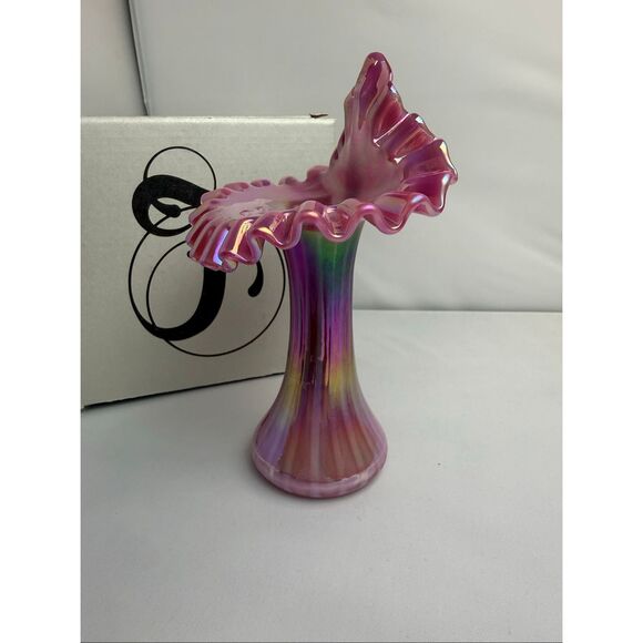 Fenton Opalescent Plum Tulip-Jack in the Pulpit Vase with Box - Picture 2 of 8